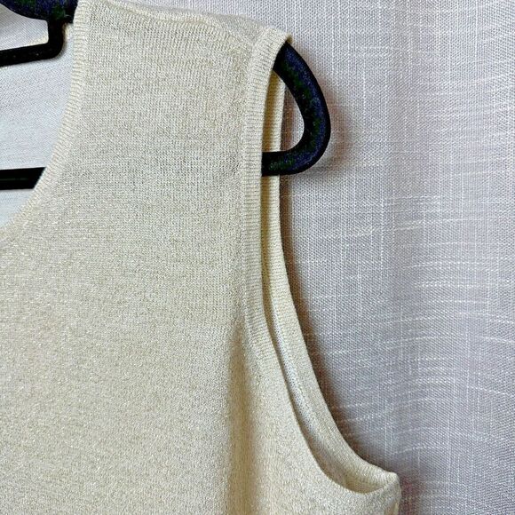 2/$30 Susan Graver Sleeveless Sweater Top Womens 2X Gold Metallic Neutral Office - Picture 5 of 9